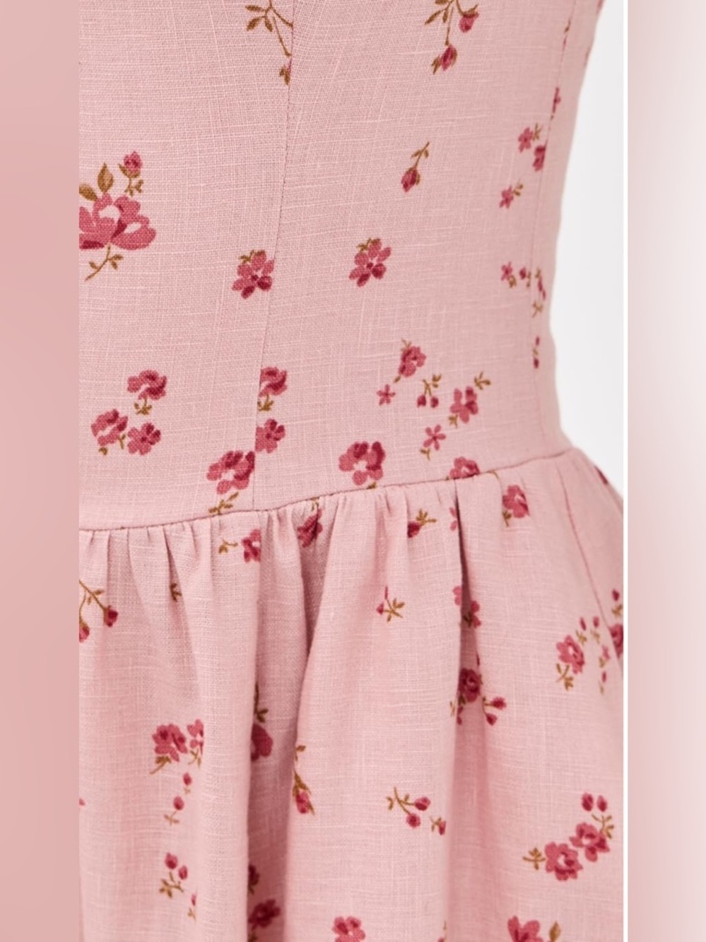 NEW Reformation Janu Midi Linen Dress Noelia Pink Floral | US 0 UK 4 - Picture 5 of 14
